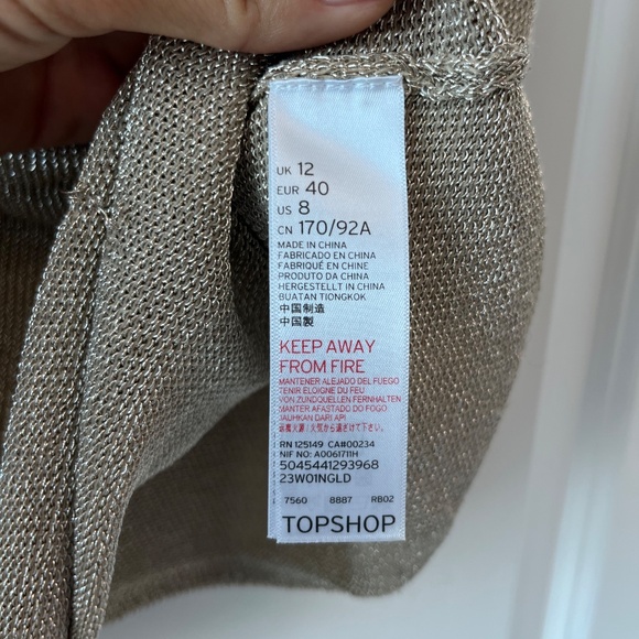 TOPSHOP Gold Metallic Chain Strap Cowl Neck Cami - Picture 4 of 9